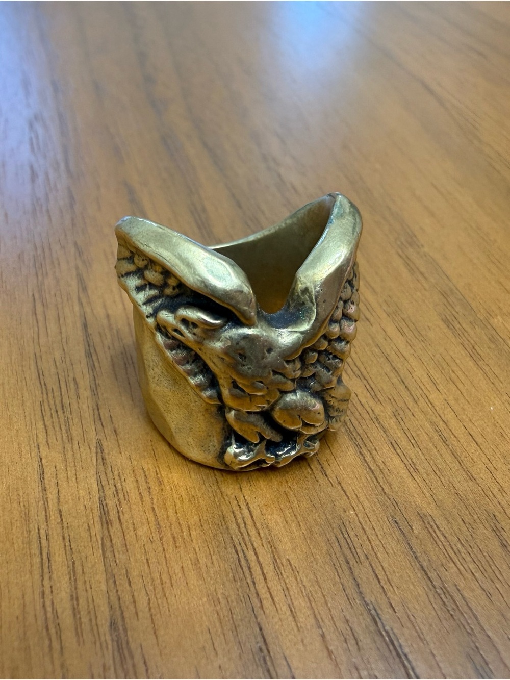 WB Purcell Brass Eagle Sculptural Ring/Adornment - Gold Tone